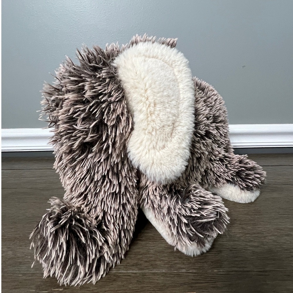 Simply Minky Plush Brown White Elephant Stuffed Animal Shaggy Soft Toy 9in